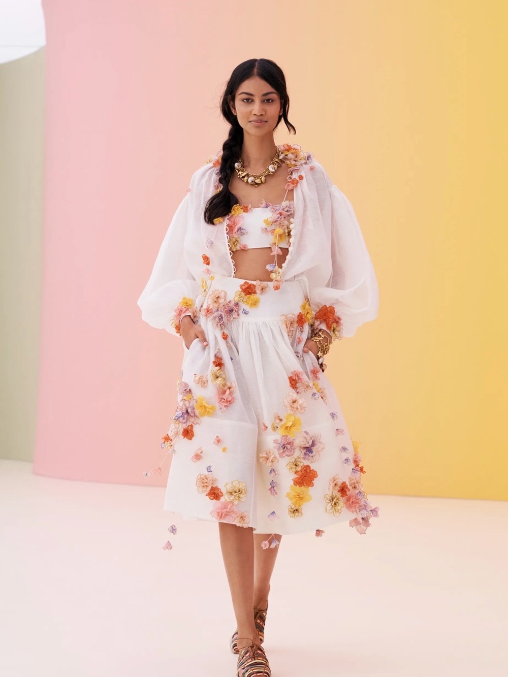 Zimmermann Floral Appliqué three-Piece Set - Pastel Bouquet